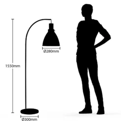 Lámpara de pie Lindby Trebale, negra, madera, 154 cm, E27