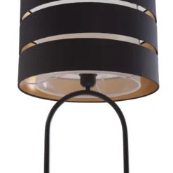 Lámpara de pie Lindby Tsomo, Ø 40 cm, negra, tela, E27