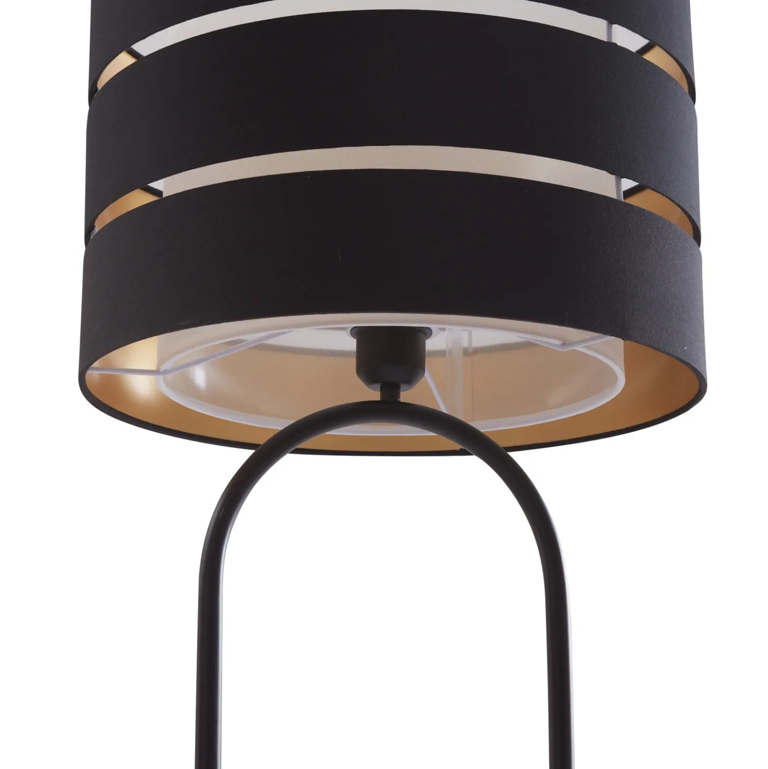 Lámpara de pie Lindby Tsomo, Ø 40 cm, negra, tela, E27