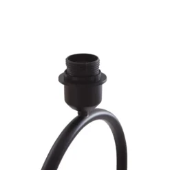 Lámpara de pie Lindby Tsomo, Ø 40 cm, negra, tela, E27