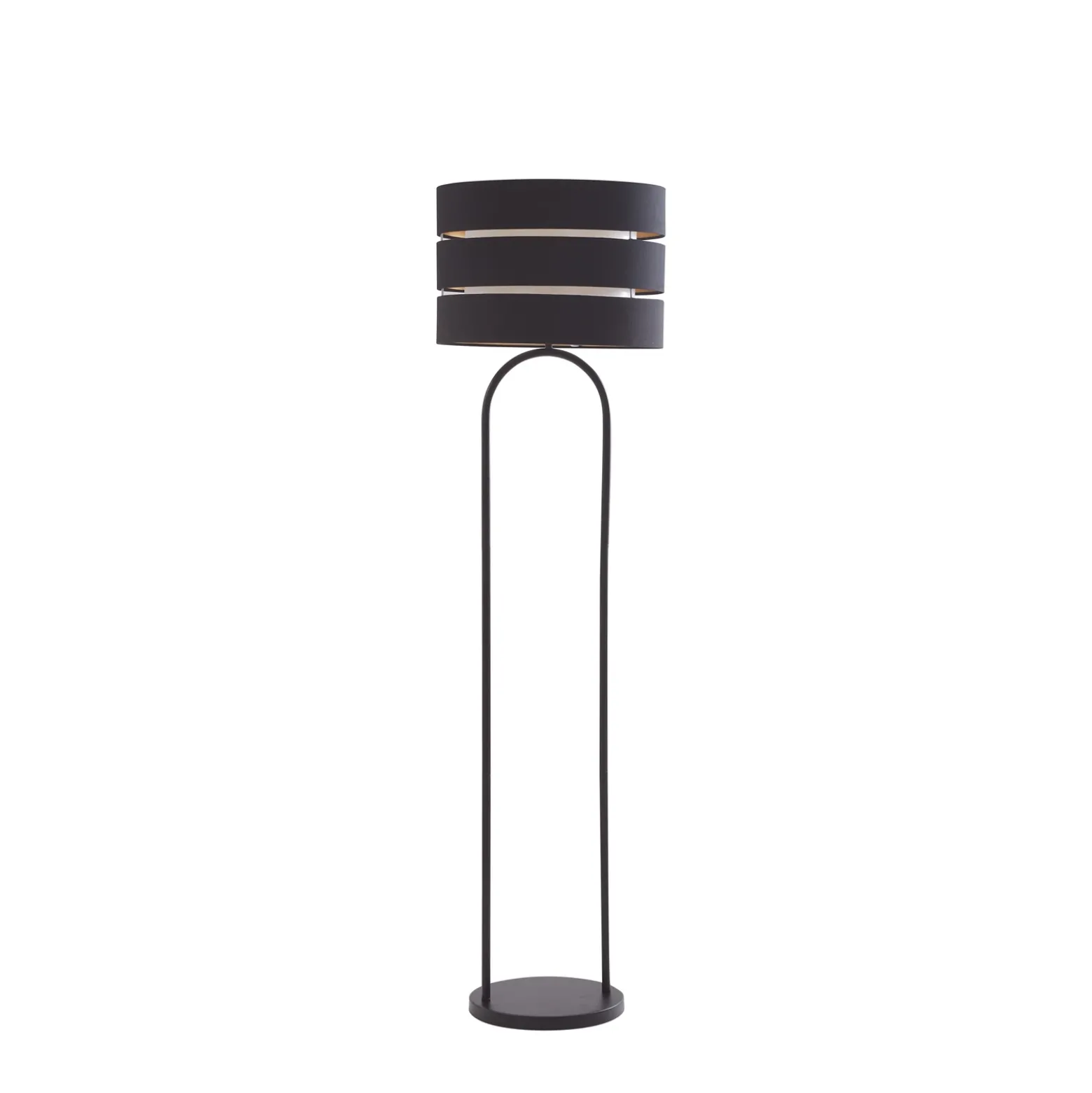 Lámpara de pie Lindby Tsomo, Ø 40 cm, negra, tela, E27