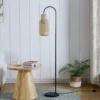 Lámpara de pie Lindby Venora, 145 cm de altura, bambú, E27