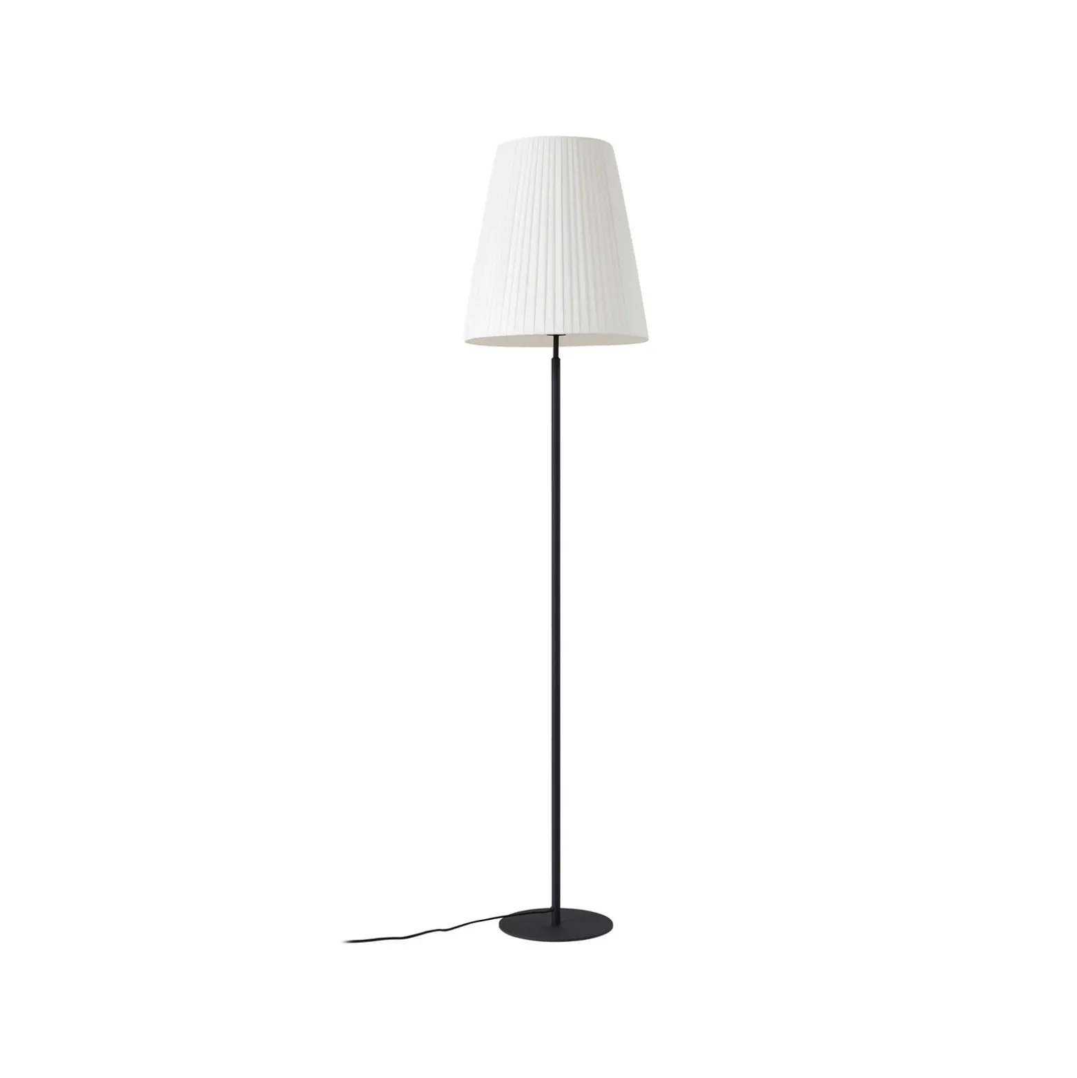 Lámpara de pie Lindby Virelle, negro/blanco, textil, altura 170 cm