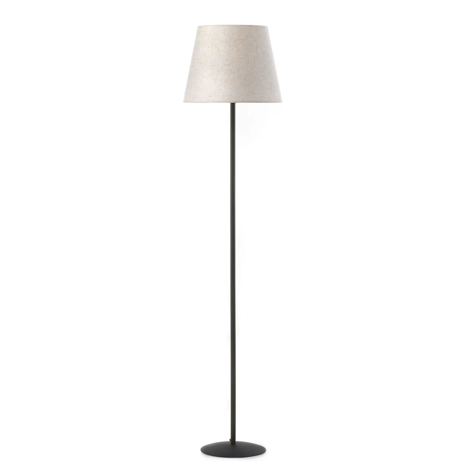 Lámpara de pie Loris, negra, pantalla beige arena