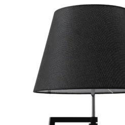 Lámpara de pie Lucande Amona, negra, textil, 150 cm, trípode