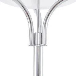 Lámpara de pie Lucande Christo, altura 160 cm, cromada/blanca, cristal