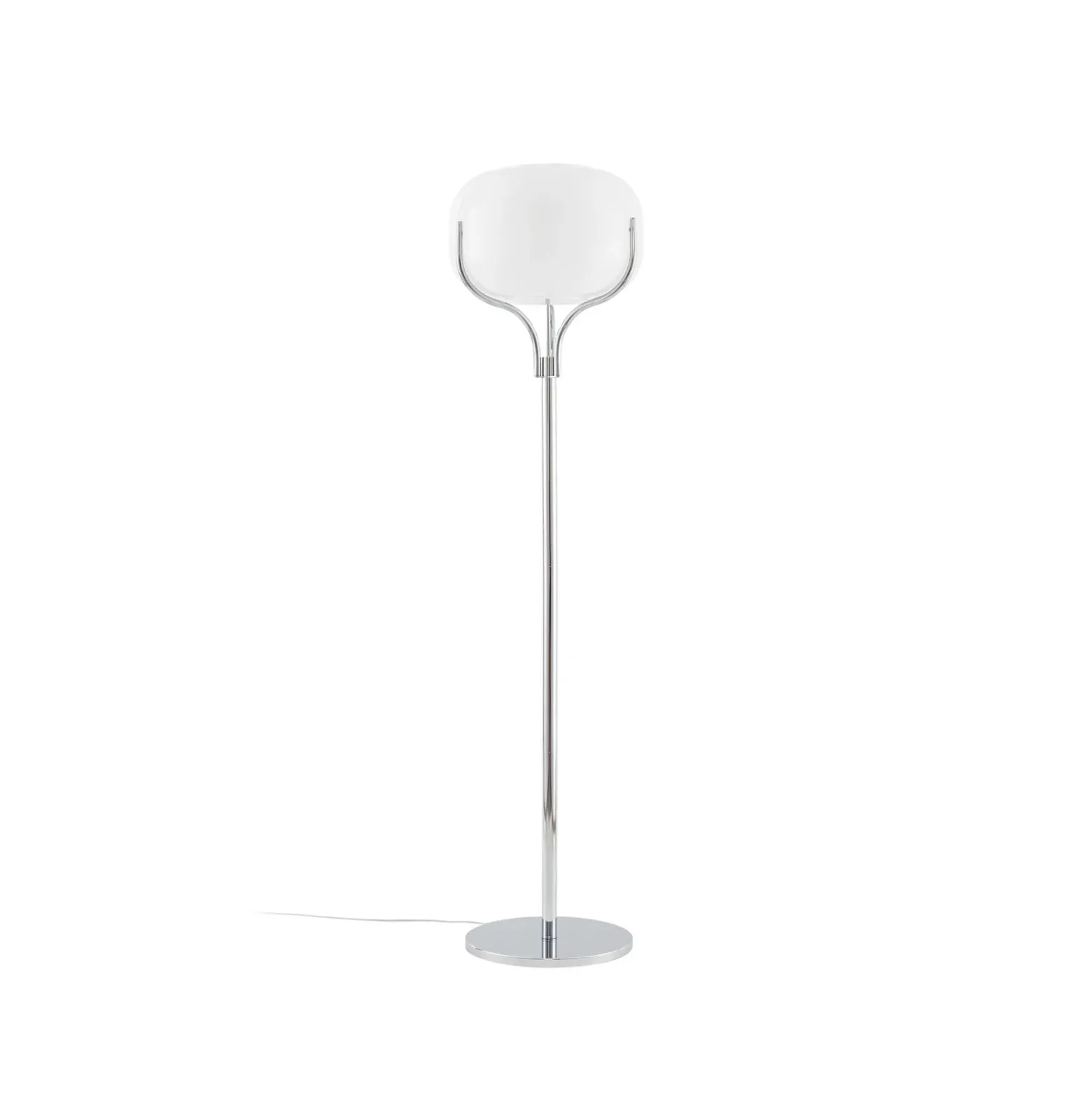 Lámpara de pie Lucande Christo, altura 160 cm, cromada/blanca, cristal