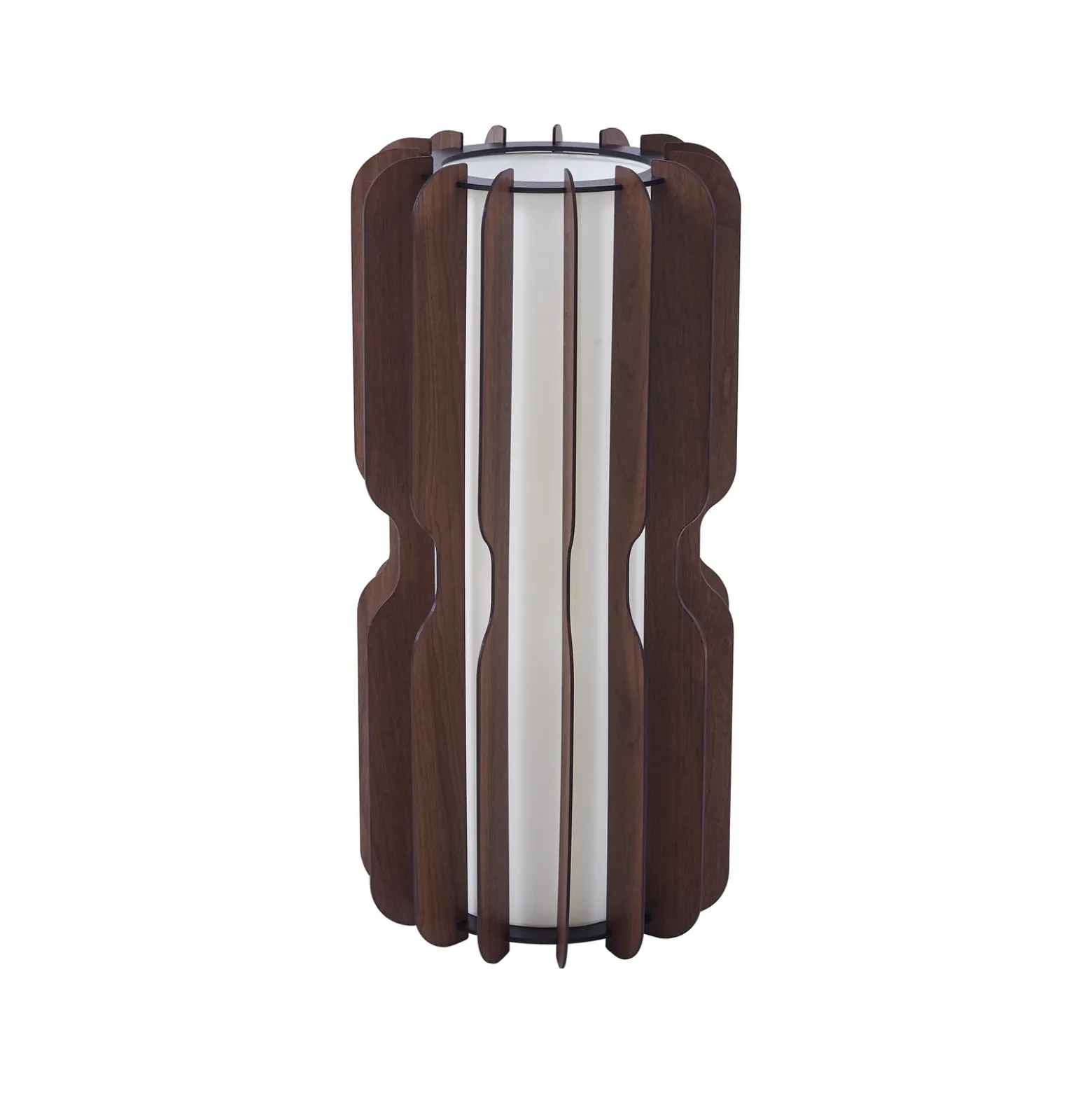 Lámpara de pie Lucande Juneta, 75 cm, marrón, madera, textil