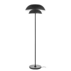 Lámpara de pie Lucande Kellina, 151 cm, negra, metal, E27