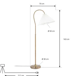 Lámpara de pie Lucande «Lisbeth», altura 162 cm, blanco/latón, E27