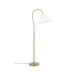 Lámpara de pie Lucande «Lisbeth», altura 162 cm, blanco/latón, E27