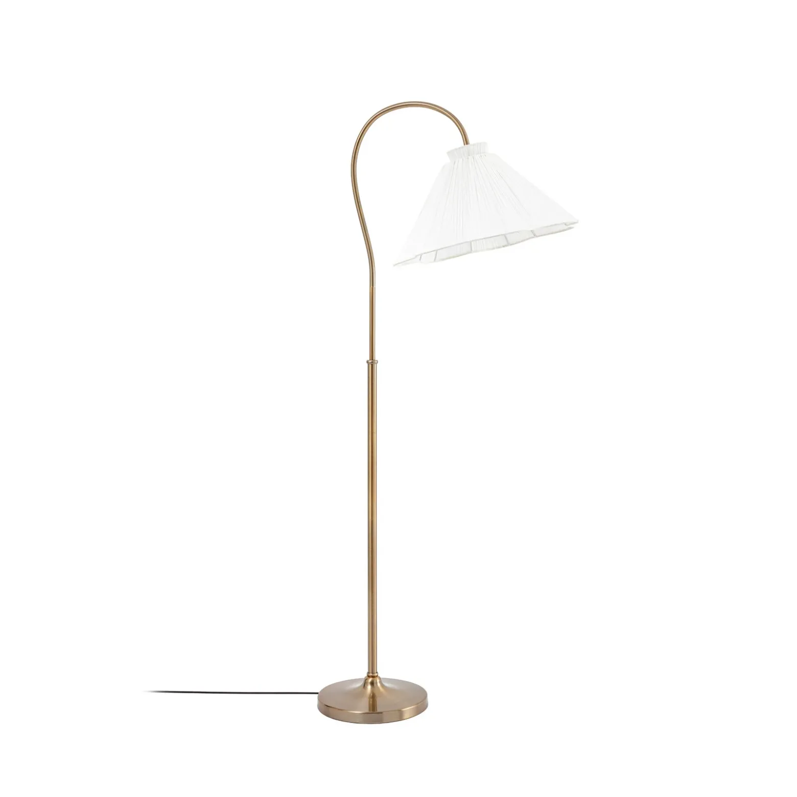Lámpara de pie Lucande «Lisbeth», altura 162 cm, blanco/latón, E27