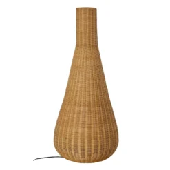 Lámpara de pie Lucande Takeo, ratán, altura 115 cm, E27