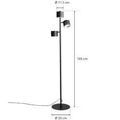 Lámpara de pie 1047, 3 luces, negro