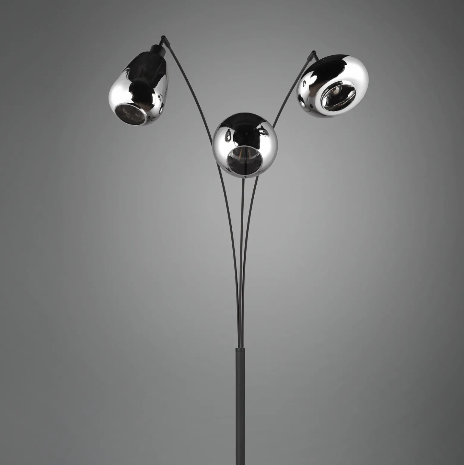 Lámpara de pie Lumina, 3 luces, negro/cromo, cristal