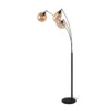 Lámpara de pie Lumina, 3 luces, negro/ámbar, cristal