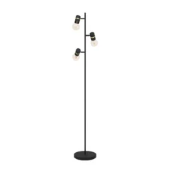 Lámpara de pie Lurone, negra, 3 luces
