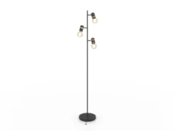 Lámpara de pie Lurone, negra, 3 luces