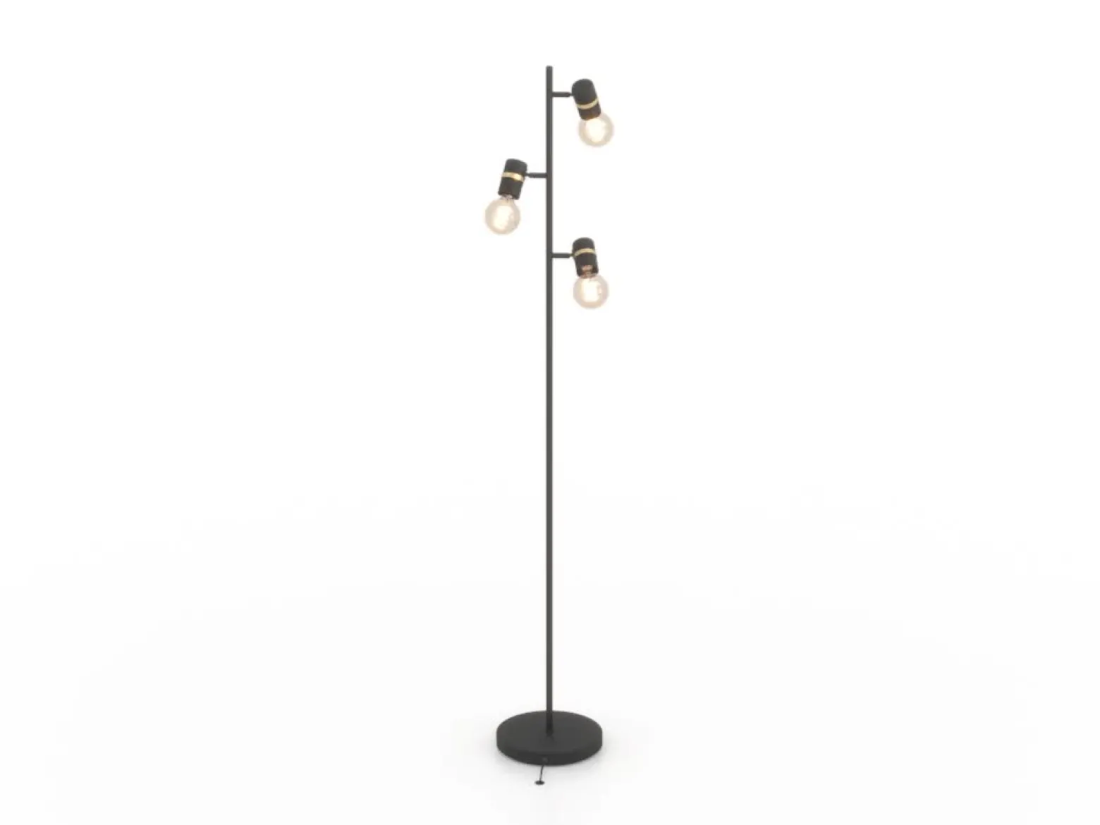 Lámpara de pie Lurone, negra, 3 luces