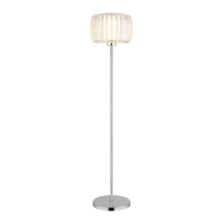 Lámpara de pie Maribel, altura 150 cm, cromada/transparente, plástico
