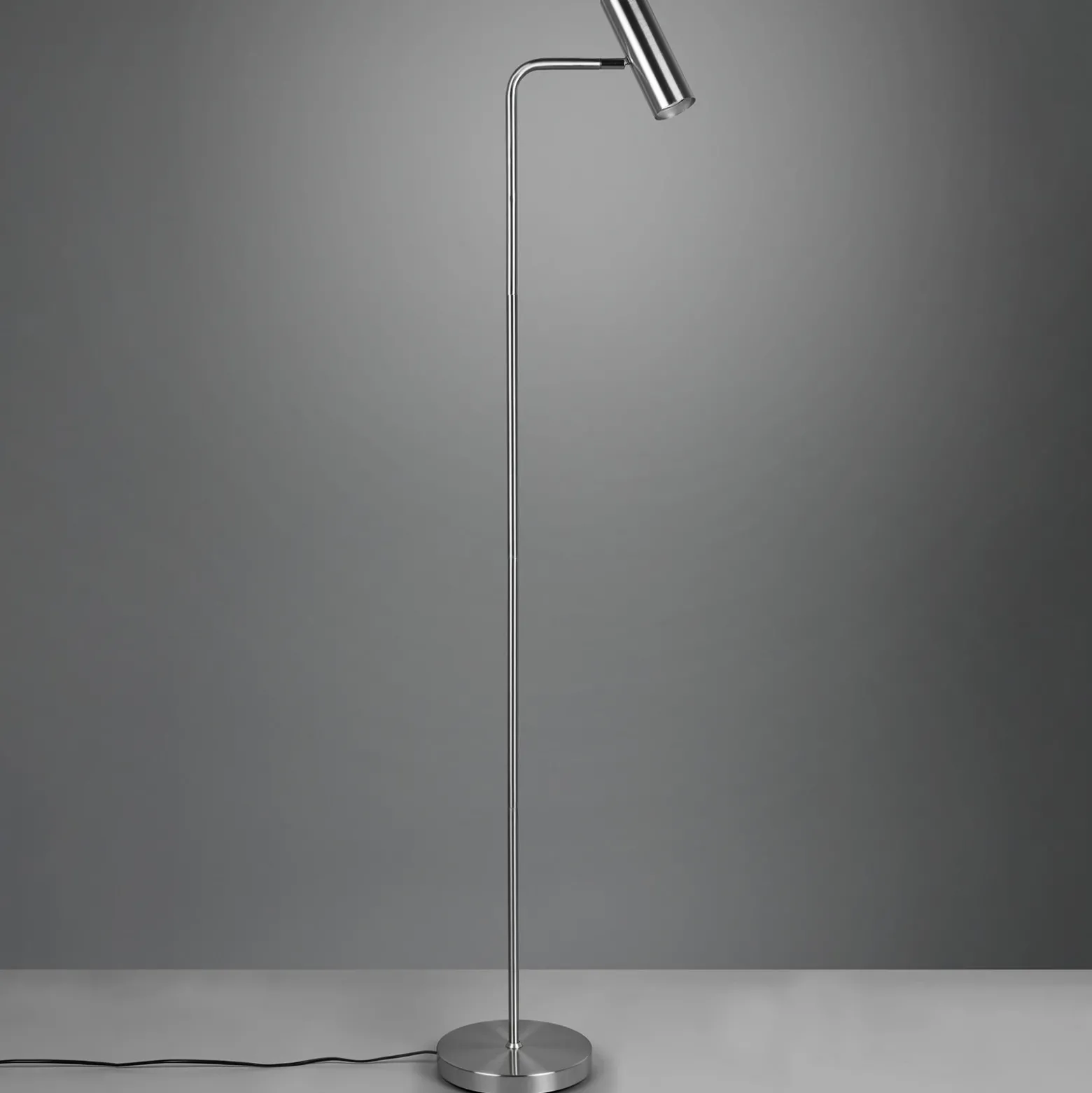 Lámpara de pie Marley, níquel, altura 151 cm, metal