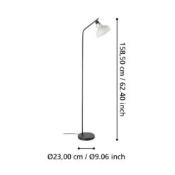 Lámpara de pie Matlock, altura 158 cm, gris/negro