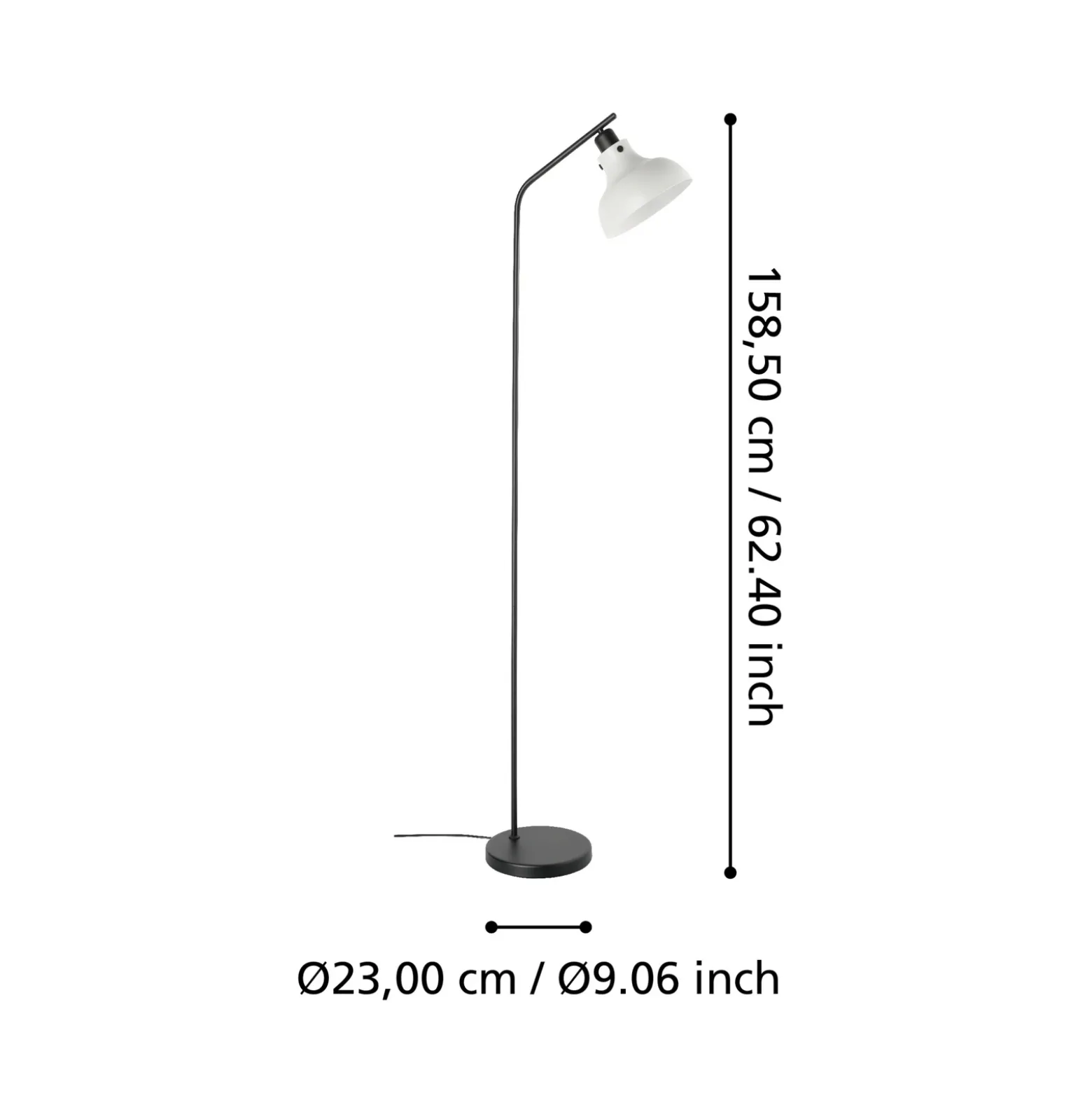 Lámpara de pie Matlock, altura 158 cm, gris/negro