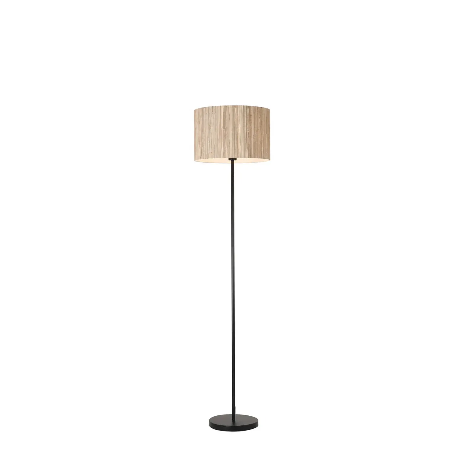 Lámpara de pie Meadow, negra, marrón, fibra natural, acero