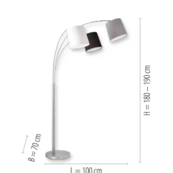 Lámpara de pie Melvin, 3 luces, negro/gris/blanco