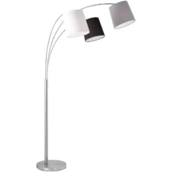 Lámpara de pie Melvin, 3 luces, negro/gris/blanco