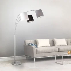 Lámpara de pie Melvin, 3 luces, negro/gris/blanco