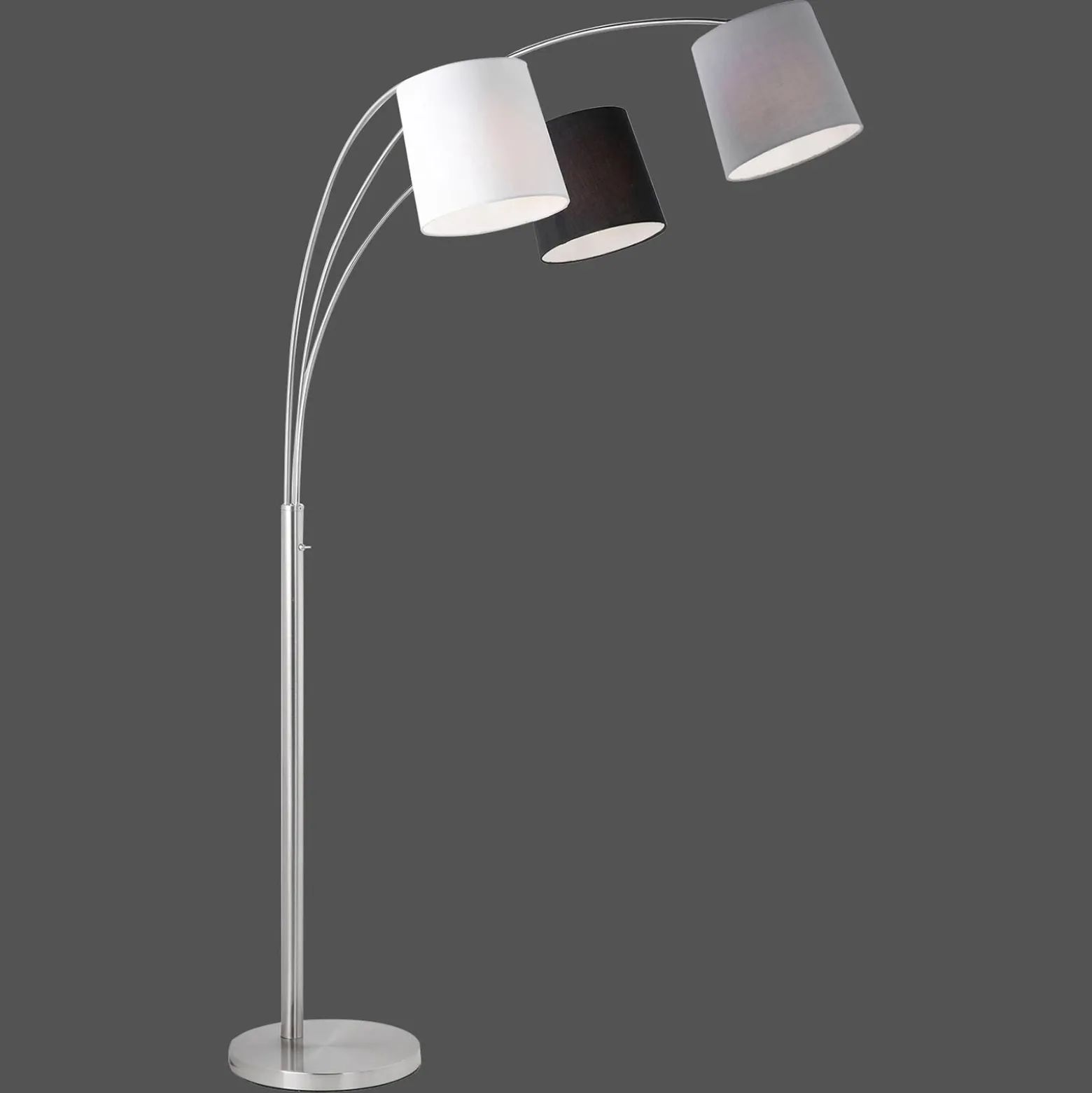 Lámpara de pie Melvin, 3 luces, negro/gris/blanco