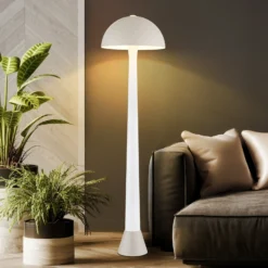 Lámpara de pie Merlin, color arena/blanco, metal, 150 cm de altura, E27