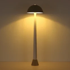 Lámpara de pie Merlin, color arena/blanco, metal, 150 cm de altura, E27