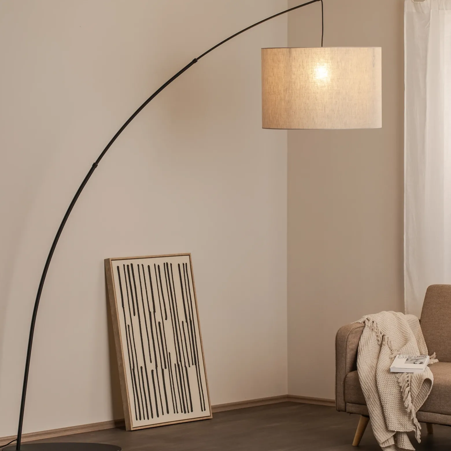 Lámpara de pie Moby Nature con pantalla textil