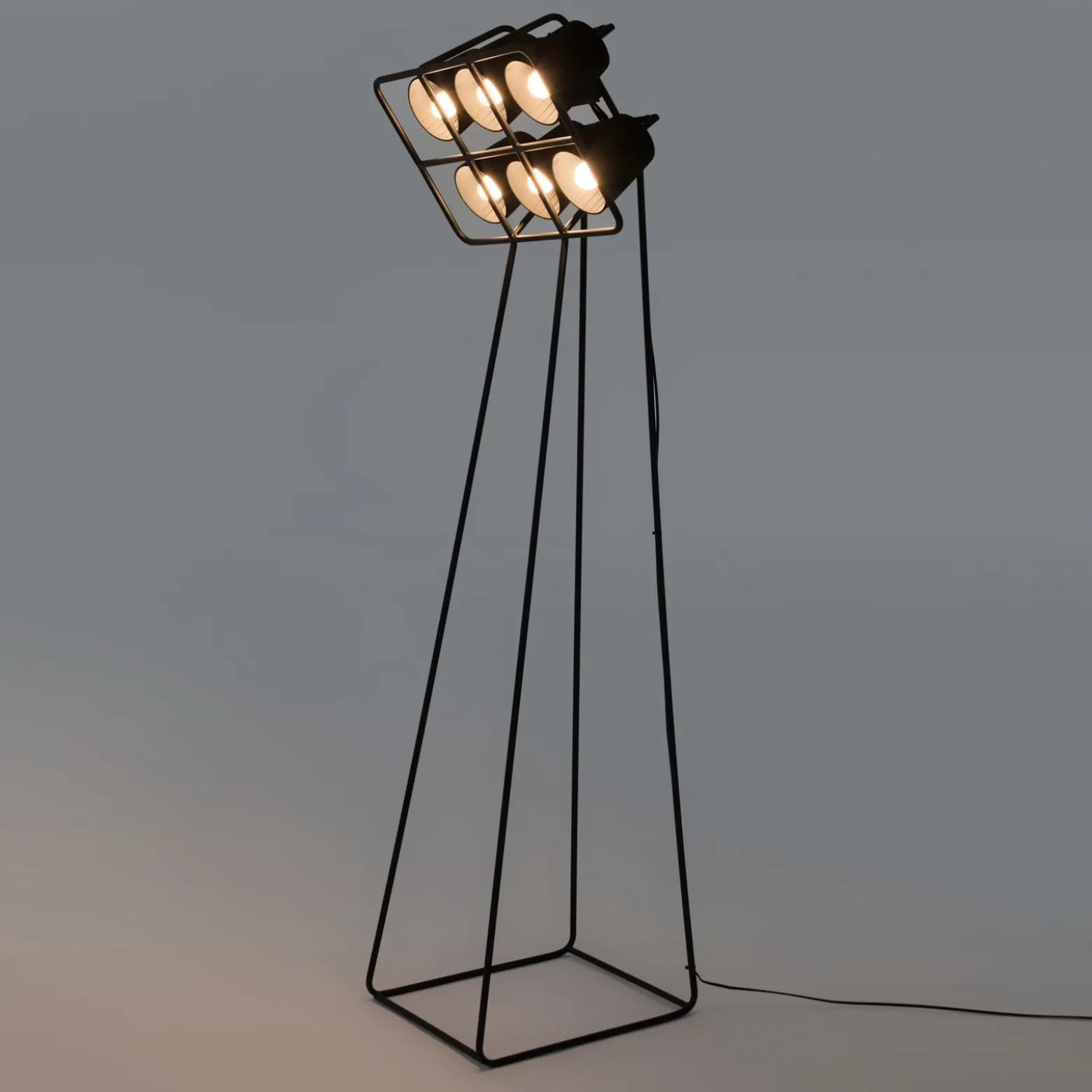 Lámpara de pie Multilamp, 6 luces, negro