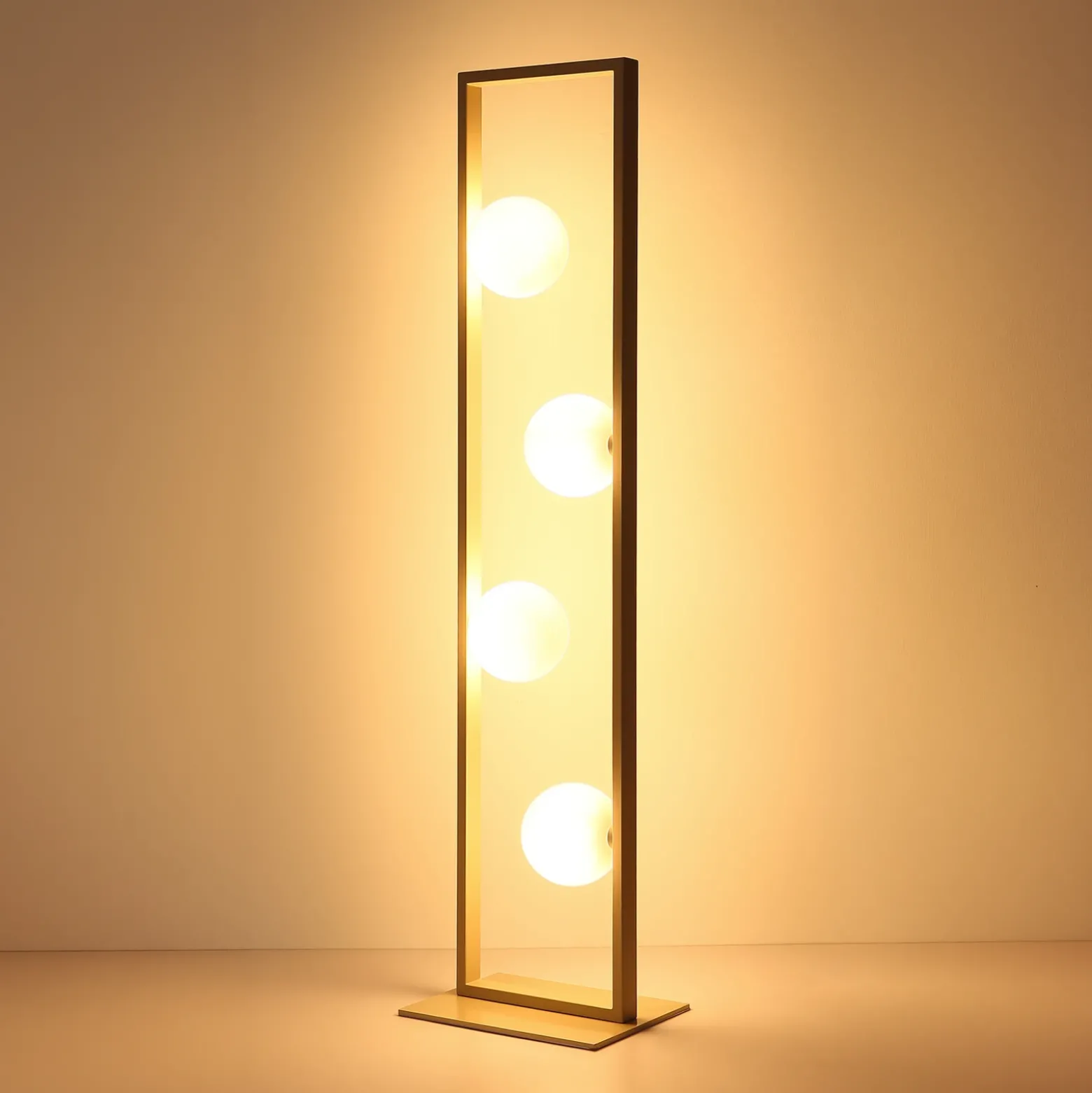 Lámpara de pie Nanda, arena/ópalo, cristal, 110 cm, G9