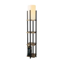 Lámpara de pie 8115, negro/dorado/blanco, metal/lona, altura 130 cm