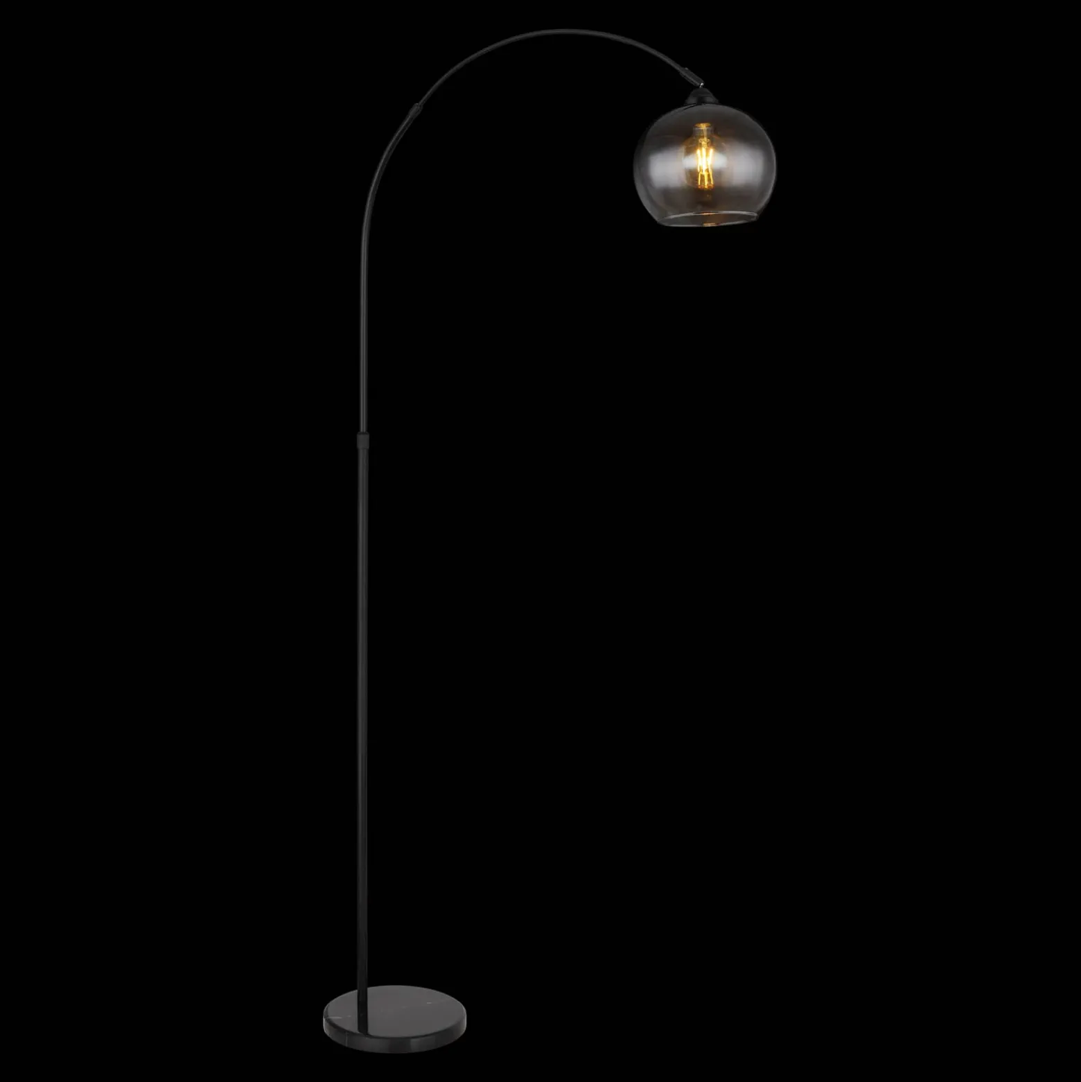 Lámpara de pie Newcastle, altura 196 cm, negro mate/gris humo