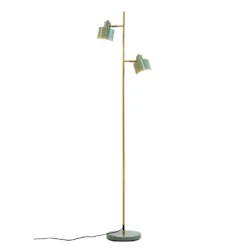 Lámpara de pie Ocean de Dyberg Larsen, color oliva, altura 160 cm, 2 luces.