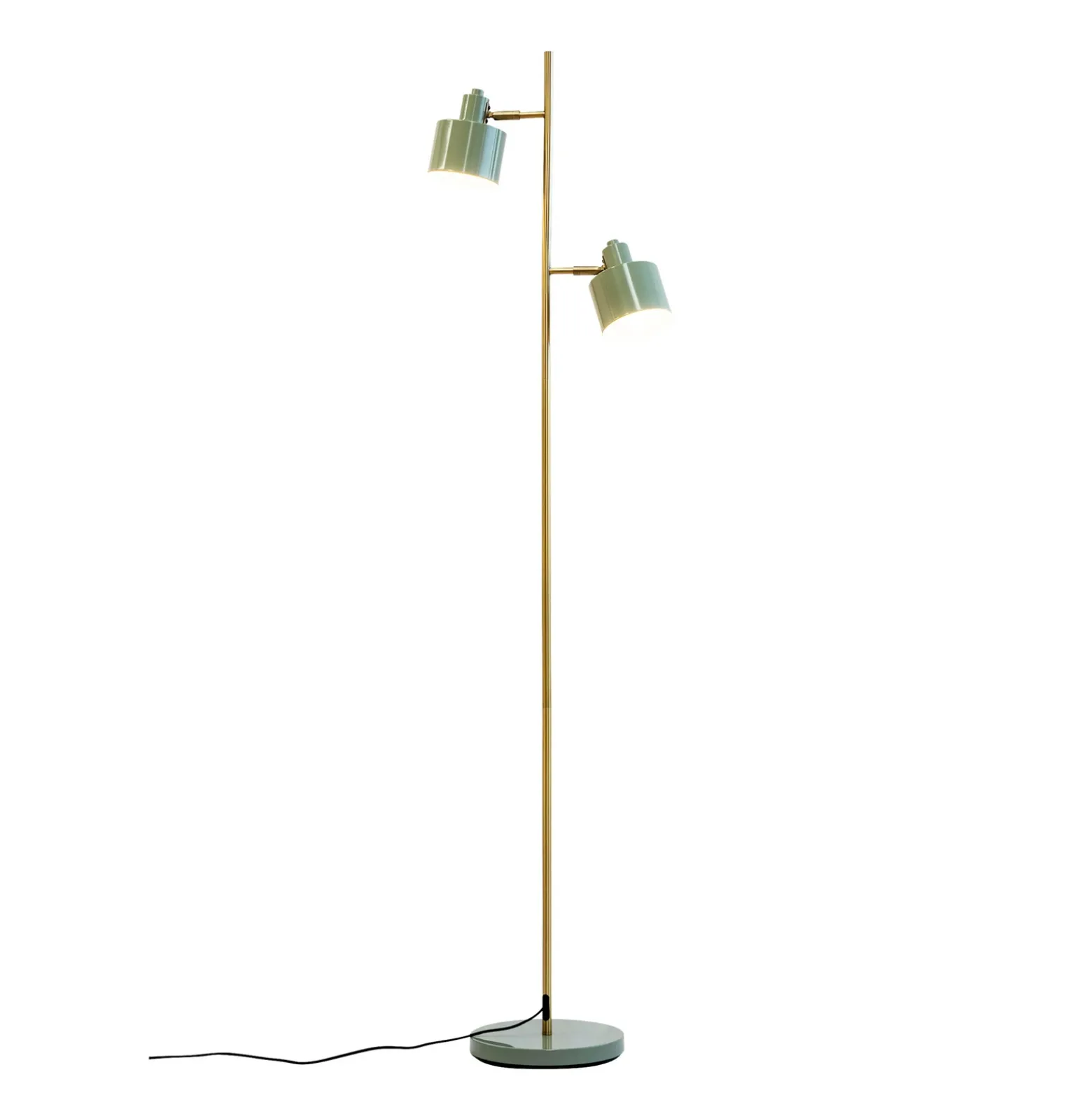 Lámpara de pie Ocean de Dyberg Larsen, color oliva, altura 160 cm, 2 luces.