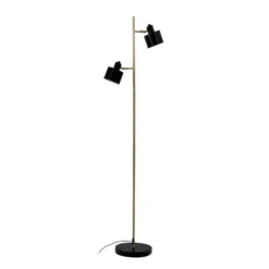 Lámpara de pie Ocean de Dyberg Larsen, negro/latón, 2 luces.