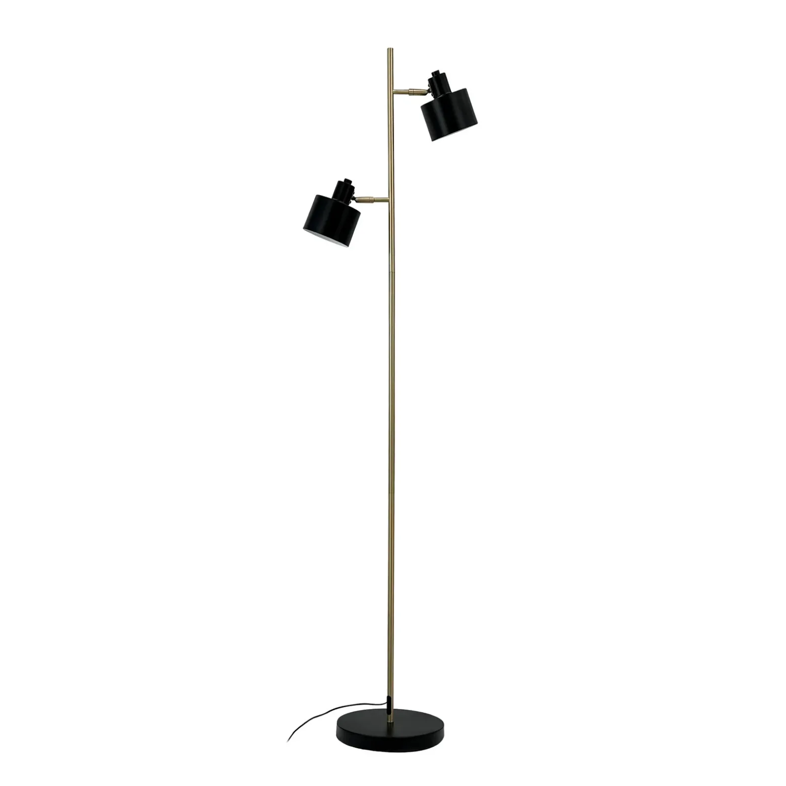 Lámpara de pie Ocean de Dyberg Larsen, negro/latón, 2 luces.