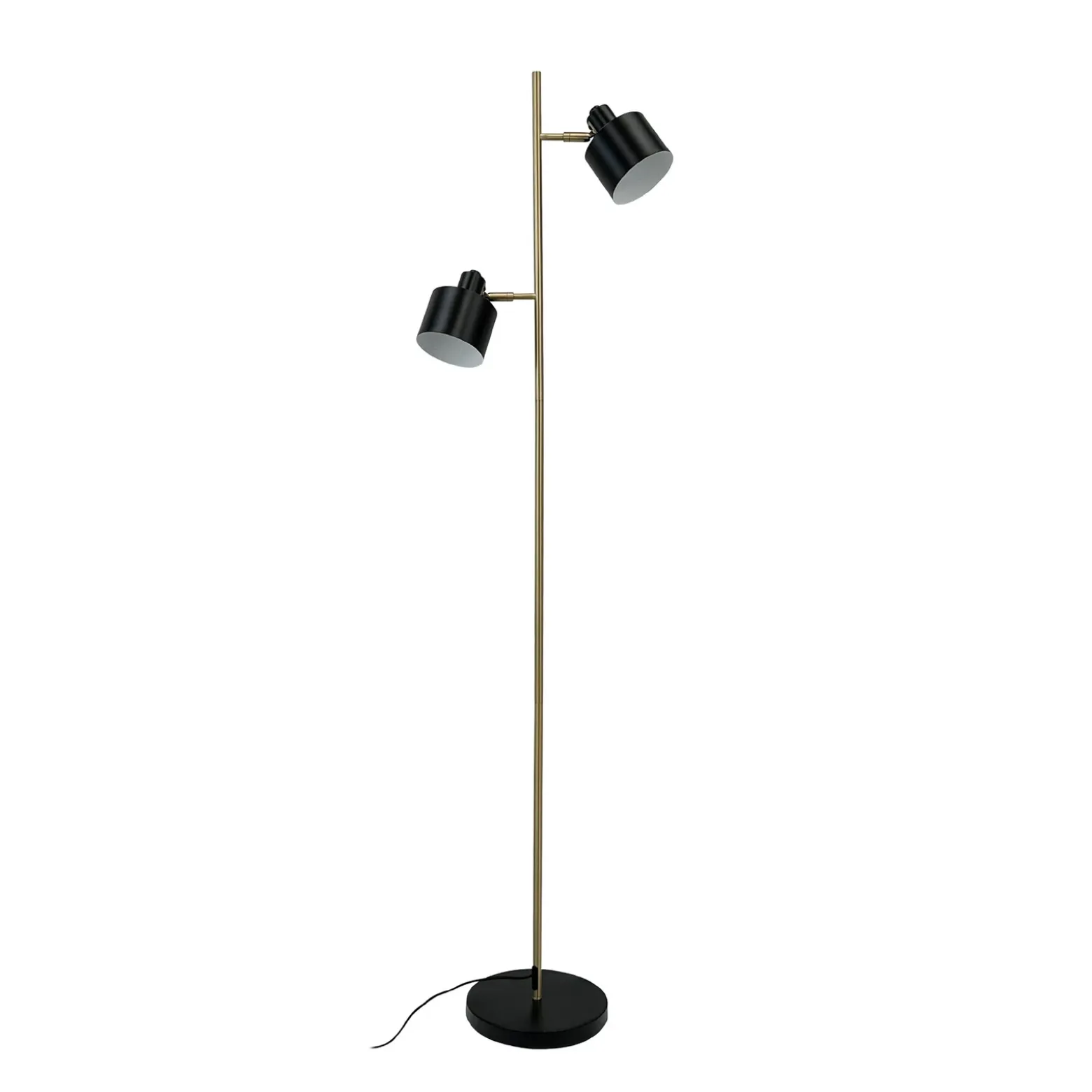 Lámpara de pie Ocean de Dyberg Larsen, negro/latón, 2 luces.