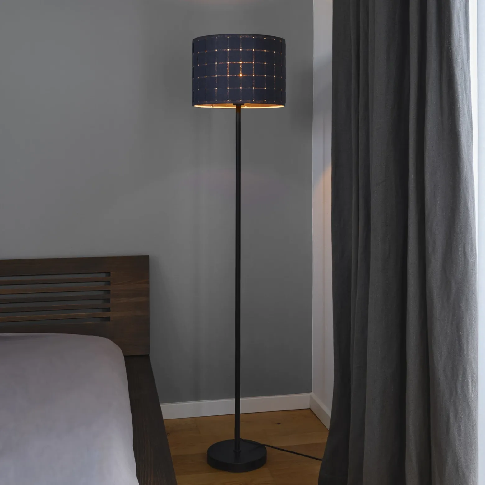 Lámpara de pie OSRAM Decor Felt Weaving Cans, gris, 1 luz, E27