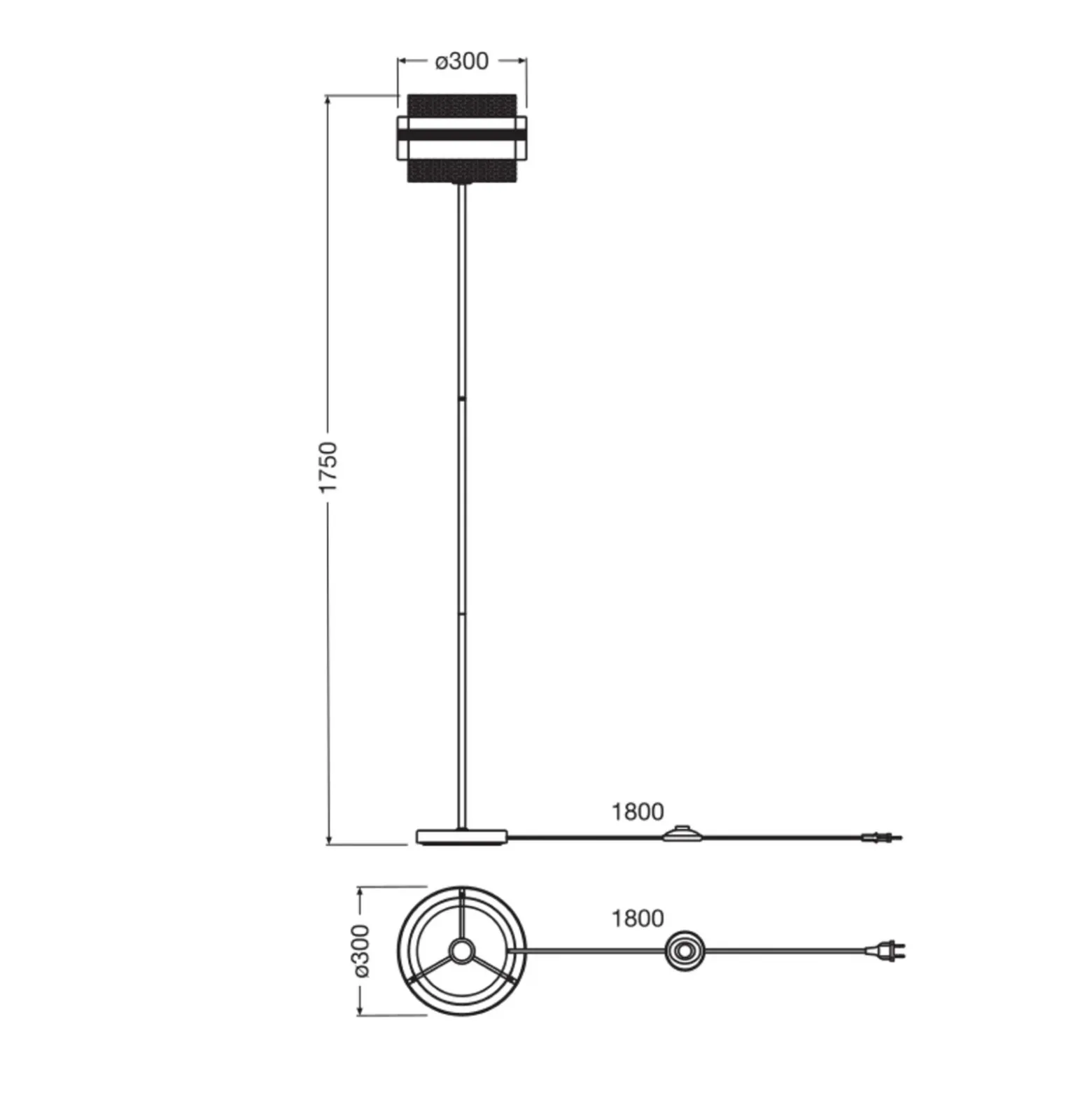 Lámpara de pie OSRAM Decor Hornet, negro/dorado, E27, altura 175 cm