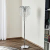Lámpara de pie Pioggia con lluvia de cristal, cromada