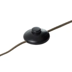 Lámpara de pie Plow, 2 focos, negro/madera oscuro
