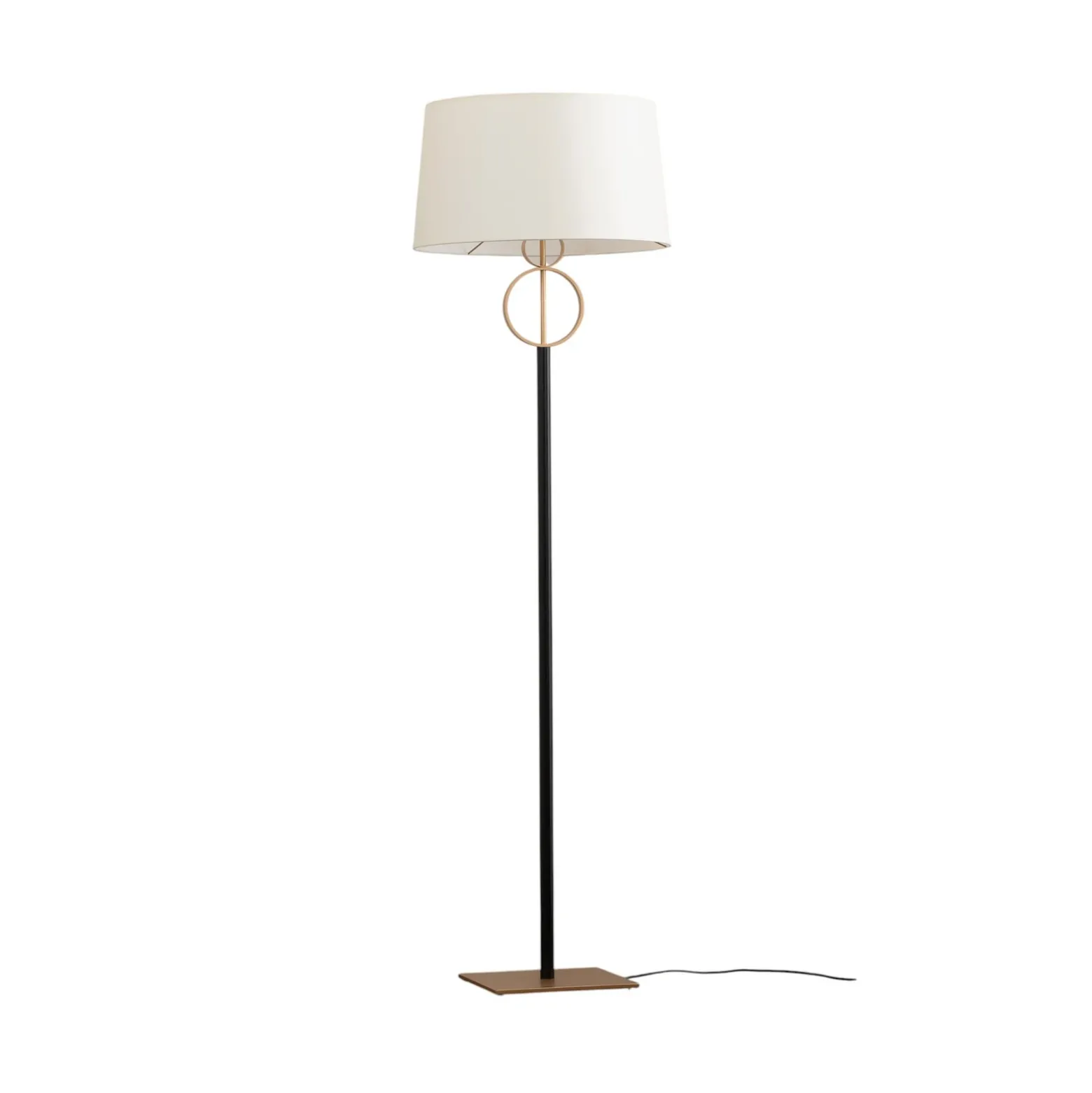 Lámpara de pie Priam, negro/dorado, acero, altura 156 cm