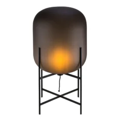 lámpara de pie pulpo Oda Medium, gris humo grabado/negro, 85cm